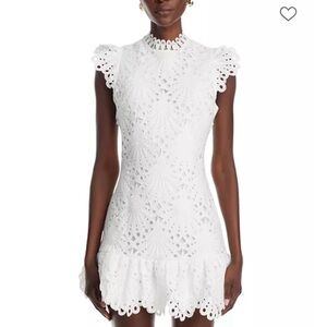Aqua White Lace Mini Dress